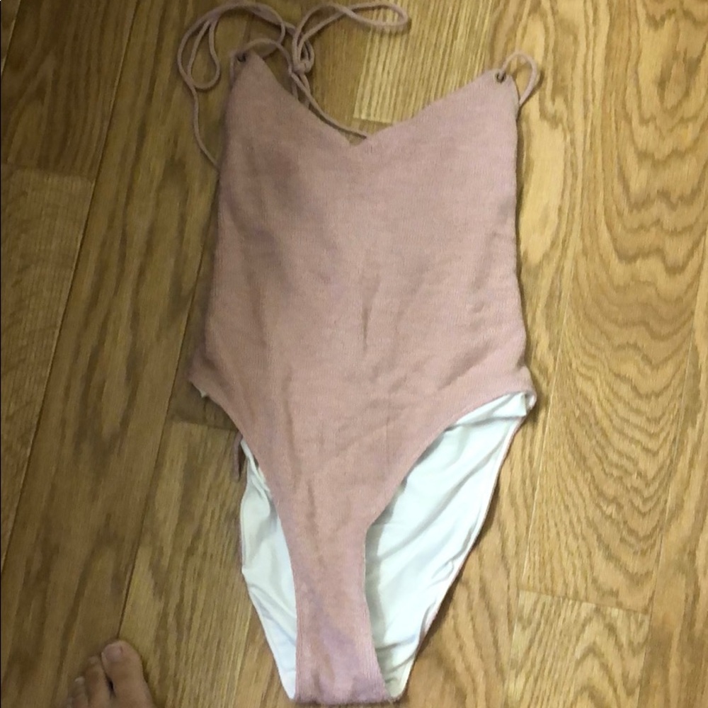 Tie in the back bathing suit.